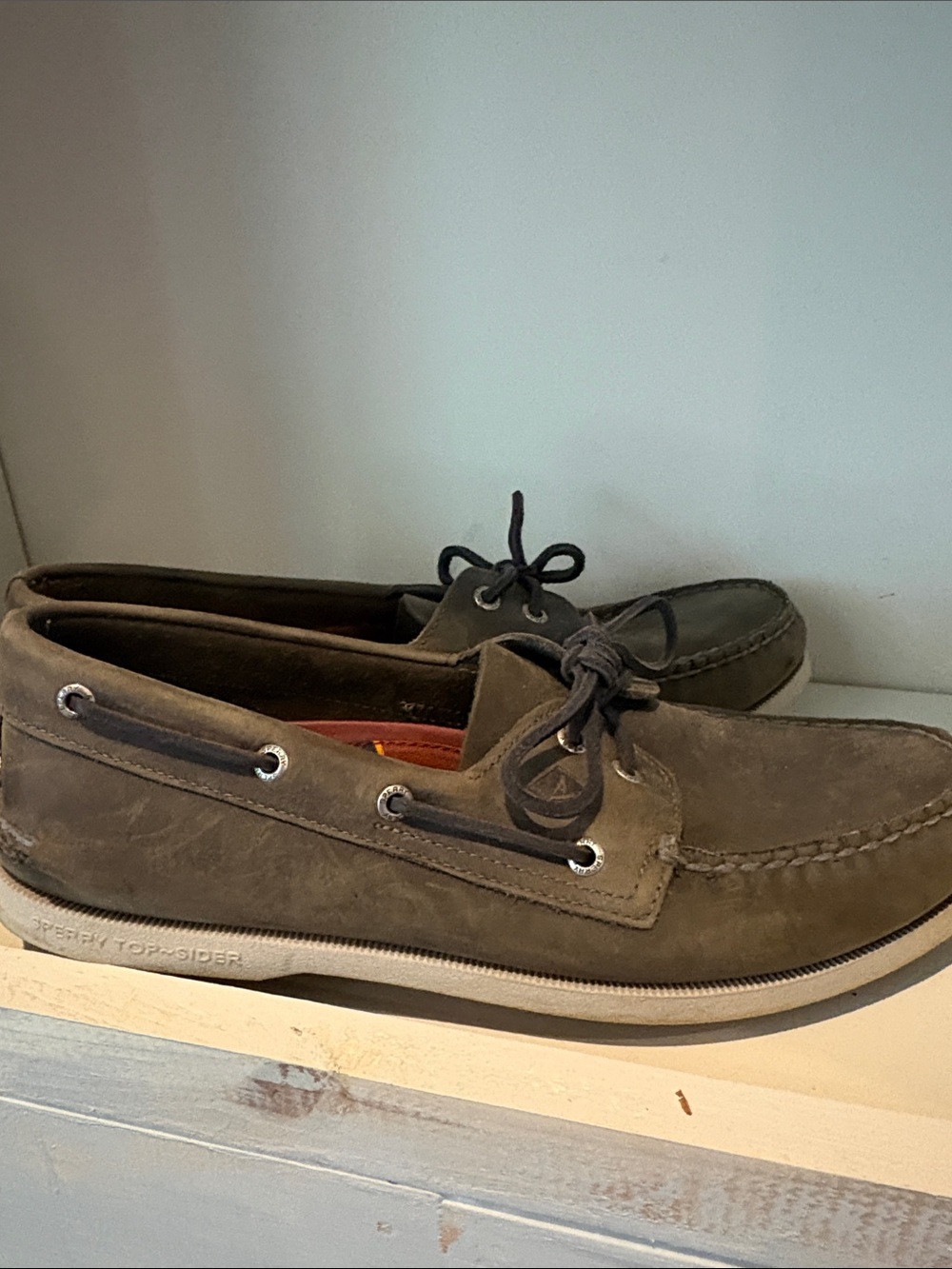 Sperry Men’s Olive Brown Nubuck Boat Shoes